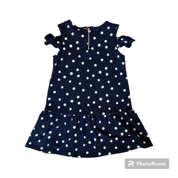 NWOT Toughskins girls navy white polka dot dress 5 - Picture 2 of 4